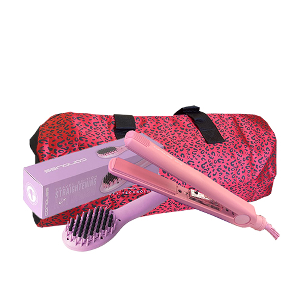 Corioliss Bundle - Contains 1 x Pink Pro Variable iron, 1 x Mini Straightening Hot Brush and 1 x Gym Bag