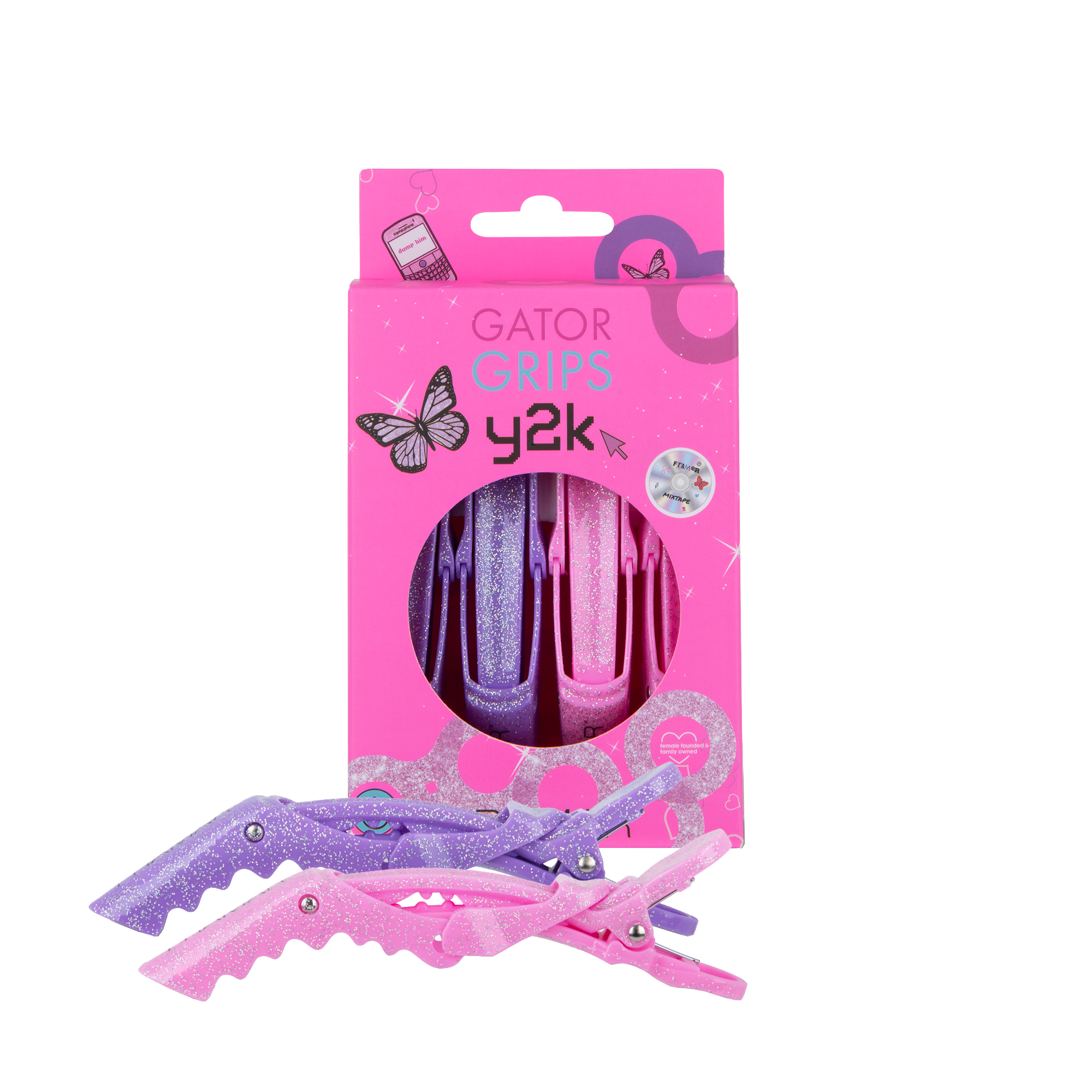 Framar Y2K Glitter Gator Clips - Pack of 4