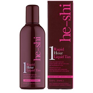 He-Shi Rapid 1 Hour Liquid Tan 150ml - Medium-Dark Shade