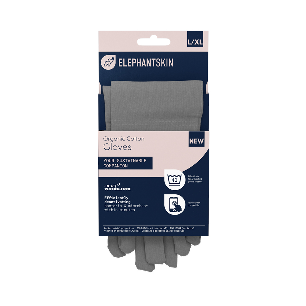 Neqi Elephant Skin Organic Cotton Antibacterial Gloves - Grey L/XL 1 x Pair