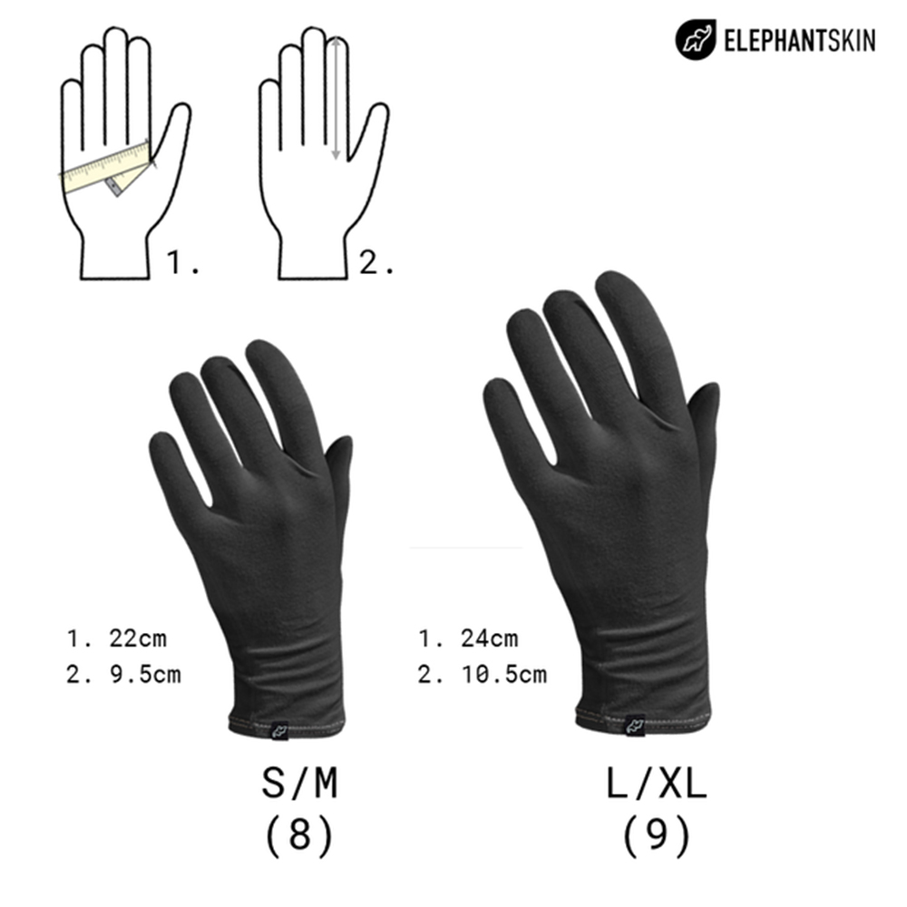 Neqi Elephant Skin Organic Cotton Antibacterial  Gloves - Black - S/M 1 x pair