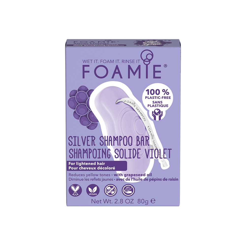 Foamie Shampoo Bar - Silver For Lightened/Blonde Hair to Reduce Yellow Tones - with grapeseed oil 80g