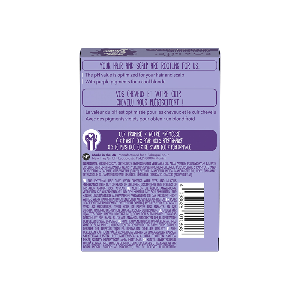 Foamie Shampoo Bar - Silver For Lightened/Blonde Hair to Reduce Yellow Tones - with grapeseed oil 80g