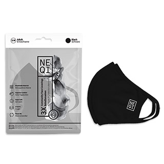 NEQI Face Mask Coverings Black S-M (3 PK)